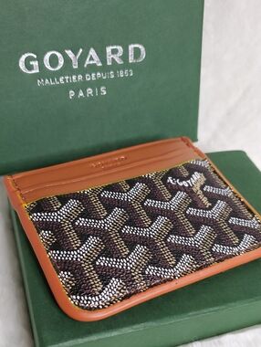 Go Brown and Tan Goyard-Style Card Holder Inspir@d Luxury Fashion